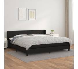 Pat box spring cu saltea, negru, 200x200 cm, piele ecologică