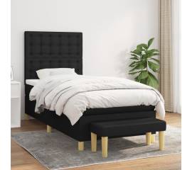 Pat box spring cu saltea, negru, 90x190 cm, textil