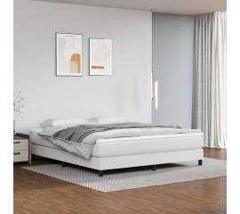 Pat box spring cu saltea, alb, 180x200 cm, piele ecologică