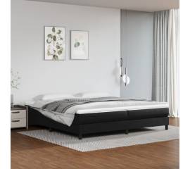 Pat box spring cu saltea, negru, 200x200 cm, piele ecologică