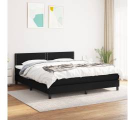 Pat box spring cu saltea, negru, 160x200 cm, textil