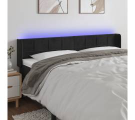Tăblie de pat cu led, negru, 203x16x78/88 cm, catifea
