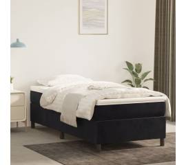 Pat box spring cu saltea, negru, 90x190 cm, catifea