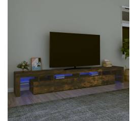 Comodă tv cu lumini led, stejar fumuriu, 260x36,5x40cm