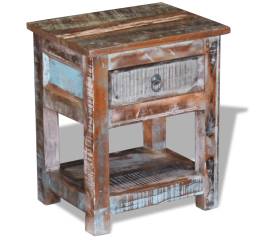 Masă laterală cu un sertar, 43x33x51 cm, lemn masiv reciclat