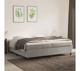 Pat box spring cu saltea, gri deschis, 200x200 cm, catifea