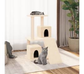 Ansamblu de pisici cu stâlpi din funie de sisal, crem, 82 cm