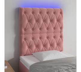 Tăblie de pat cu led, roz, 80x7x118/128 cm, catifea