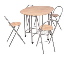 Set masă și scaune de bucătărie pliabile din mdf, 5 piese