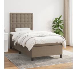 Pat box spring cu saltea, gri taupe, 90x190 cm, textil