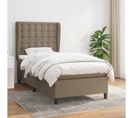 Pat box spring cu saltea, gri taupe, 90x190 cm, textil