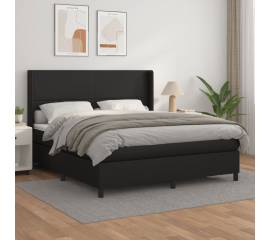 Pat box spring cu saltea, negru, 180x200 cm, piele ecologică