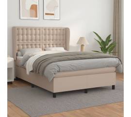 Pat box spring cu saltea, cappuccino, 140x190cm piele ecologică