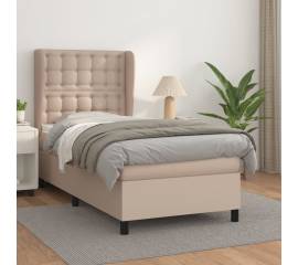 Pat box spring cu saltea, cappuccino, 80x200 cm piele ecologică