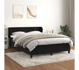 Pat box spring cu saltea, negru, 140x190 cm, catifea