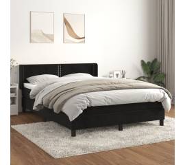 Pat box spring cu saltea, negru, 140x190 cm, catifea