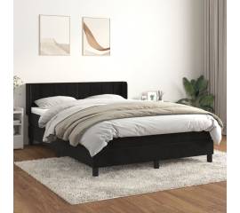 Pat box spring cu saltea, negru, 140x200 cm, catifea