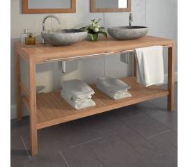 Dulap de chiuvetă baie, 132x45x75 cm, lemn masiv de tec