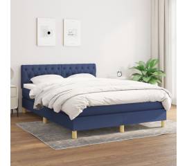 Pat box spring cu saltea, albastru, 140x200 cm, textil