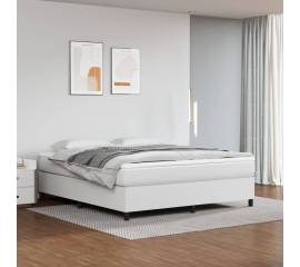 Pat box spring cu saltea, alb, 160x200 cm, piele ecologică