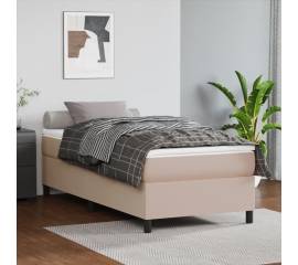 Pat box spring cu saltea, cappuccino, 80x200 cm piele ecologică