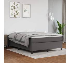 Pat box spring cu saltea, gri, 140x190 cm, piele ecologică