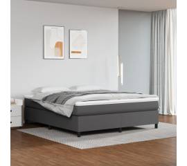 Pat box spring cu saltea, gri, 160x200 cm, piele ecologică