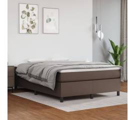 Pat box spring cu saltea, maro, 140x190 cm, piele ecologică