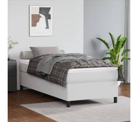 Pat box spring cu saltea, alb, 80x200 cm, piele ecologică