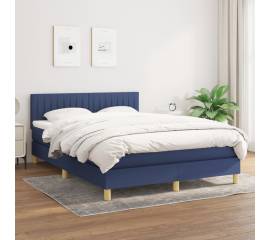 Pat box spring cu saltea, albastru, 140x200 cm, textil