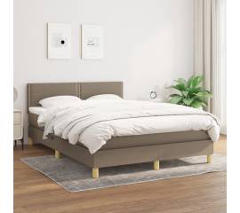 Pat box spring cu saltea, gri taupe, 140x200 cm, textil