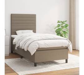 Pat box spring cu saltea, gri taupe, 90x190 cm, textil