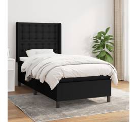 Pat box spring cu saltea, negru, 90x190 cm, textil