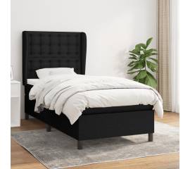 Pat box spring cu saltea, negru, 90x190 cm, textil