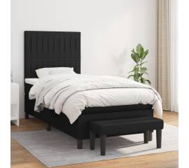 Pat box spring cu saltea, negru, 90x190 cm, textil