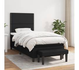 Pat box spring cu saltea, negru, 90x190 cm, textil