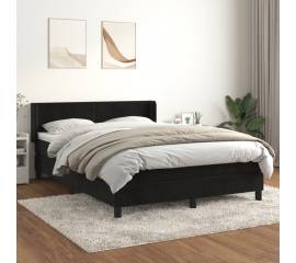 Pat box spring cu saltea, negru, 140x200 cm, catifea