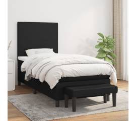 Pat box spring cu saltea, negru, 90x190 cm, textil