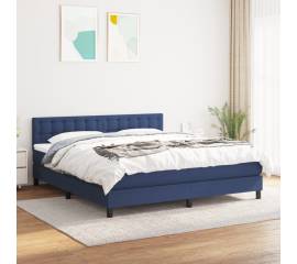 Pat box spring cu saltea, albastru, 180x200 cm, material textil