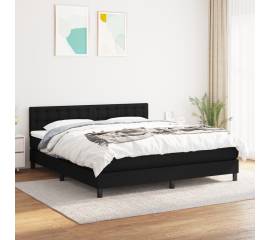 Pat box spring cu saltea, negru, 180x200 cm, catifea