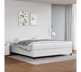 Pat box spring cu saltea, alb, 200x200 cm, piele ecologică