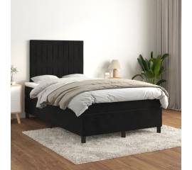 Pat box spring cu saltea, negru, 120x200 cm, catifea