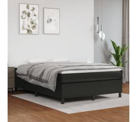 Pat box spring cu saltea, negru, 140x190 cm, piele ecologică