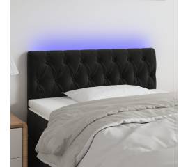 Tăblie de pat cu led, negru, 100x7x78/88 cm, catifea
