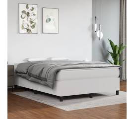 Pat box spring cu saltea, alb, 140x200 cm, piele ecologică