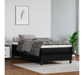 Pat box spring cu saltea, negru, 90x190 cm, piele ecologică