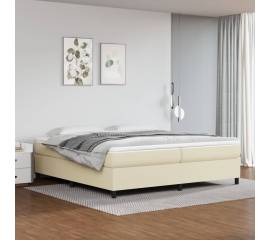 Pat continental cu saltea, crem, 200x200 cm, piele ecologică