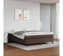 Pat box spring cu saltea, maro, 180x200 cm, piele ecologică