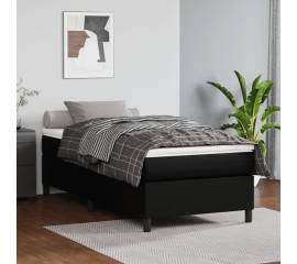 Pat box spring cu saltea, negru, 90x200 cm, piele ecologică