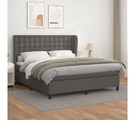 Pat box spring cu saltea, gri, 180x200 cm, piele ecologică